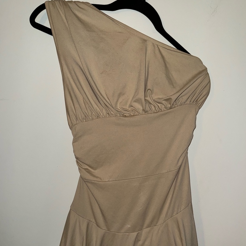 SHEIN Tan One-Shoulder Dress